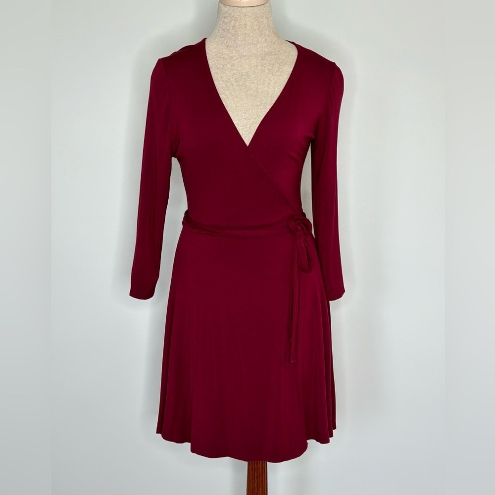 Elegant Burgundy Wrap Dress